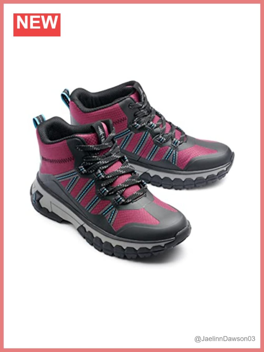 Women's Waterproof Hiking Ankle Boots with Rubber Sole, Lace-Up